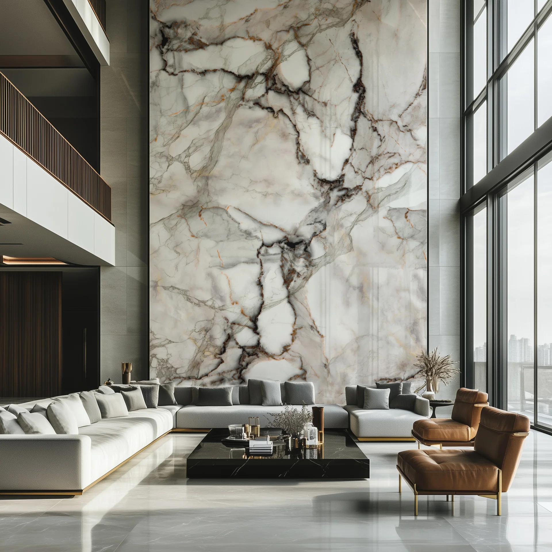 Large marble feature wall in living space