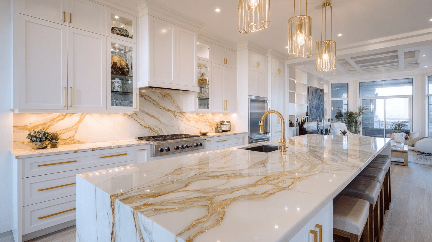 Calacatta Gold style quartz kitchen